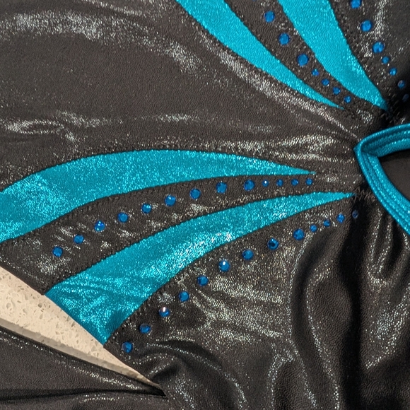 COMPETITION Alpha Child Large Gymnastics Dance Leotard Long Sleeve RHINESTONES - Picture 4 of 9